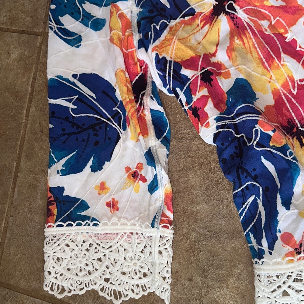 Chico's Multi-Color Floral Crochet-Trim Top - Picture 4 of 7